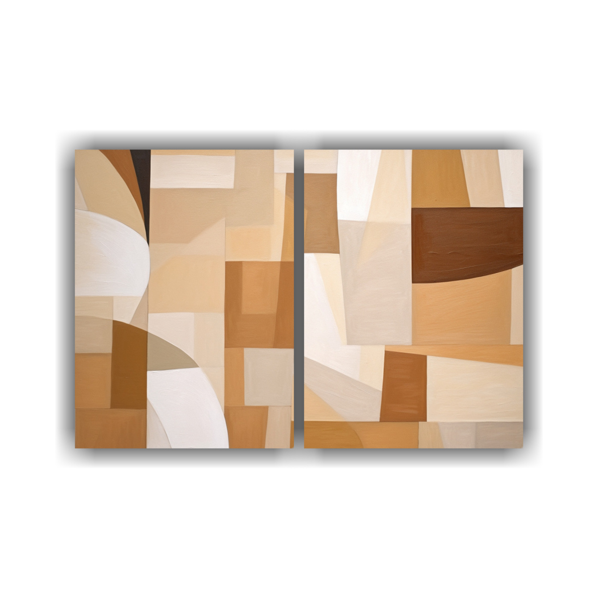 PINTURA ABSTRACTA GEOMÉTRICA EN ESTILO BEIGE 160X120 CM - 1