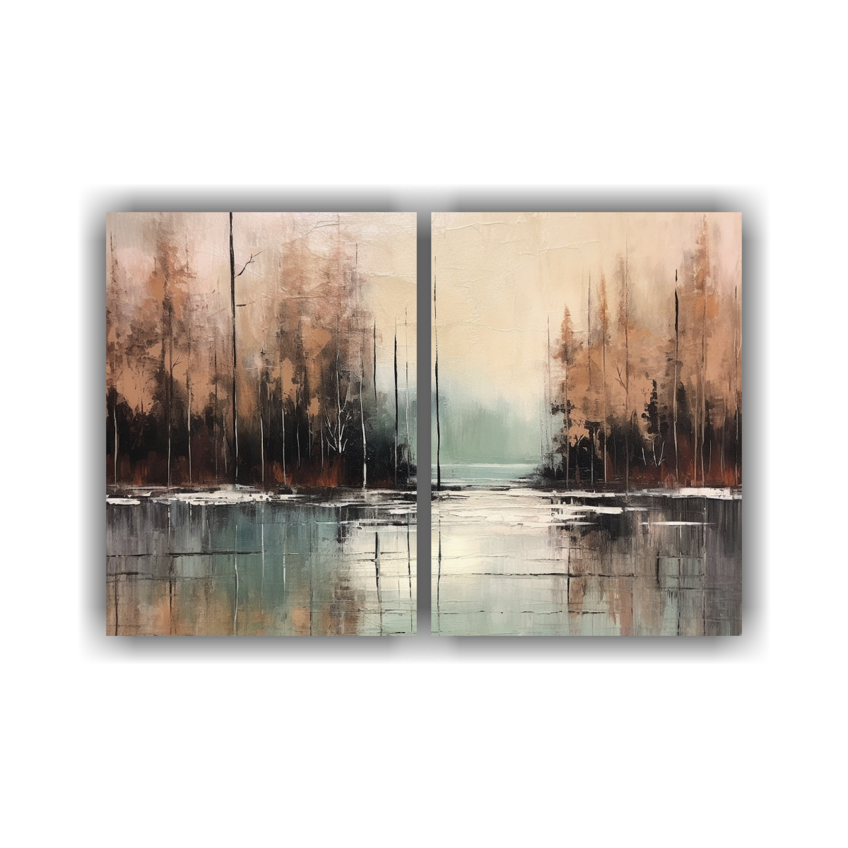 PINTURA NEUTRA EN BASTIDOR: DOS TELAS CONCEPTO 60X45 CM - 1