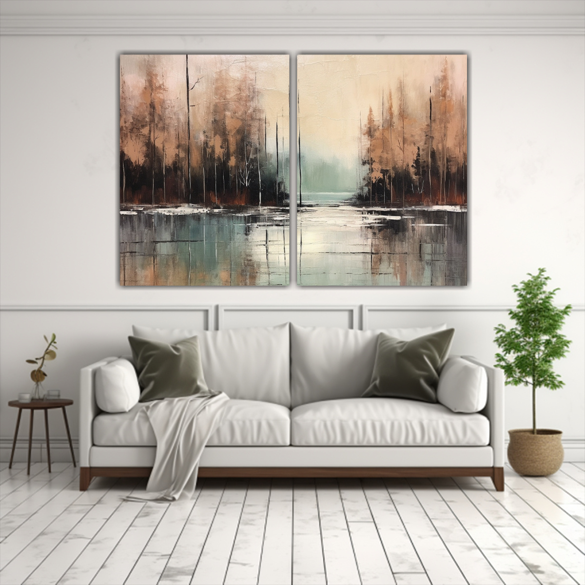 PINTURA NEUTRA EN BASTIDOR: DOS TELAS CONCEPTO 60X45 CM - 2