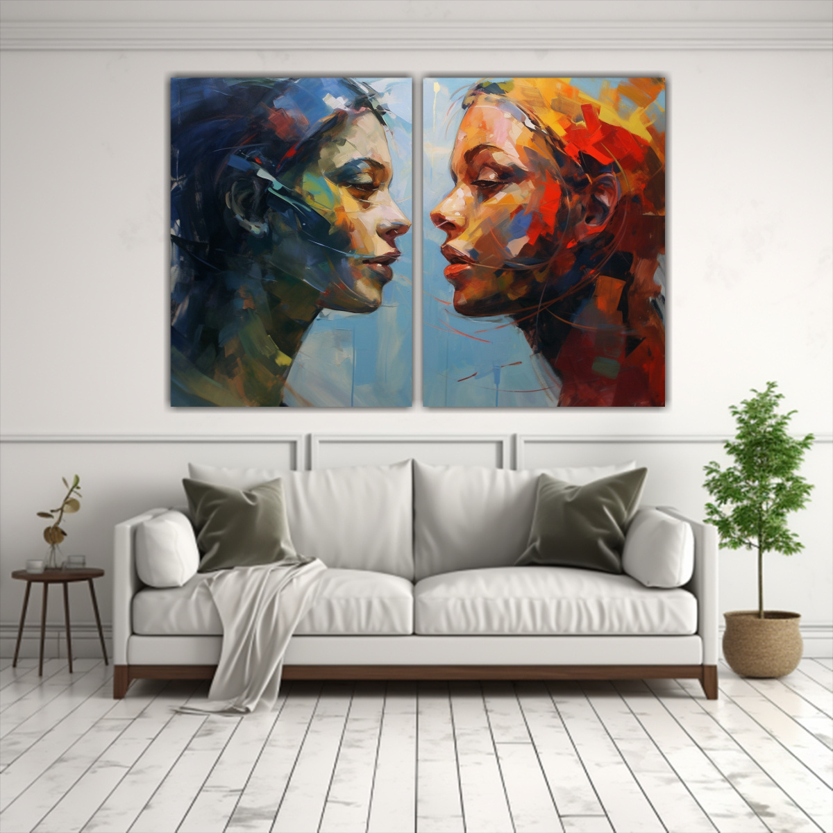 DIPTICO TONOS ARMONIA COMO PINTURA MODERNA 100X65 CM - 2