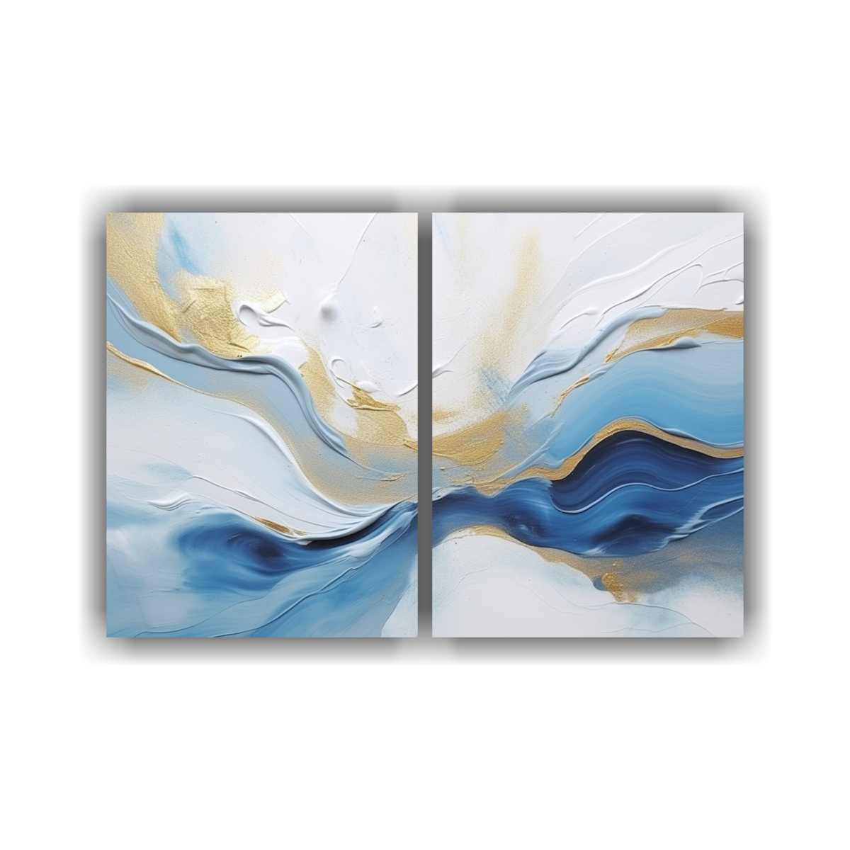 PINTURA ABSTRACTA EN AZUL Y BLANCO CON DETALLES 60X40 CM - 1