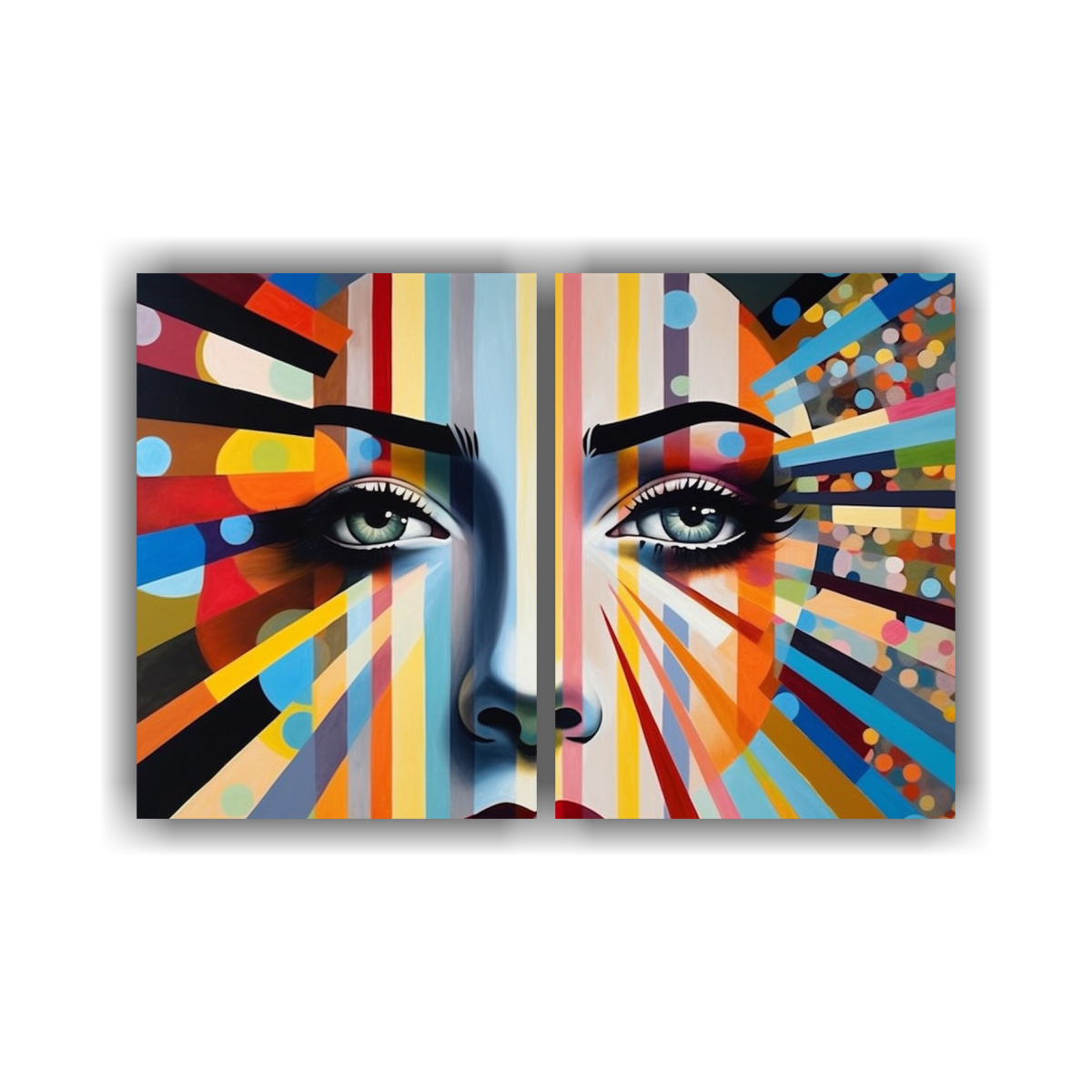 DISEÑO GEOMÉTRICO PINTURA PEQUEÑA ARMONIOSA EN 60X45 CM - 1