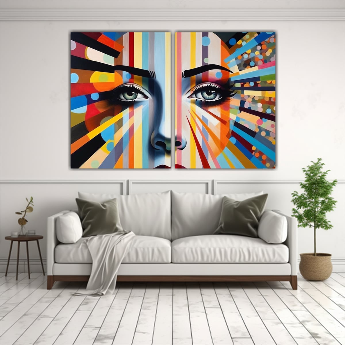 DISEÑO GEOMÉTRICO PINTURA PEQUEÑA ARMONIOSA EN 60X45 CM - 2
