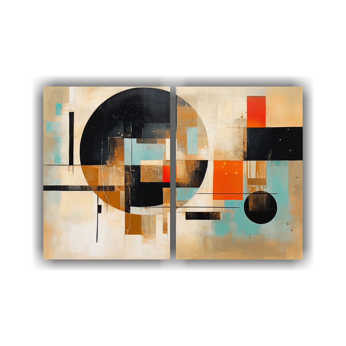 PINTURA ACRÍLICA FORMAS WABI SABI NARANJA ORO 60X40 CM - 1