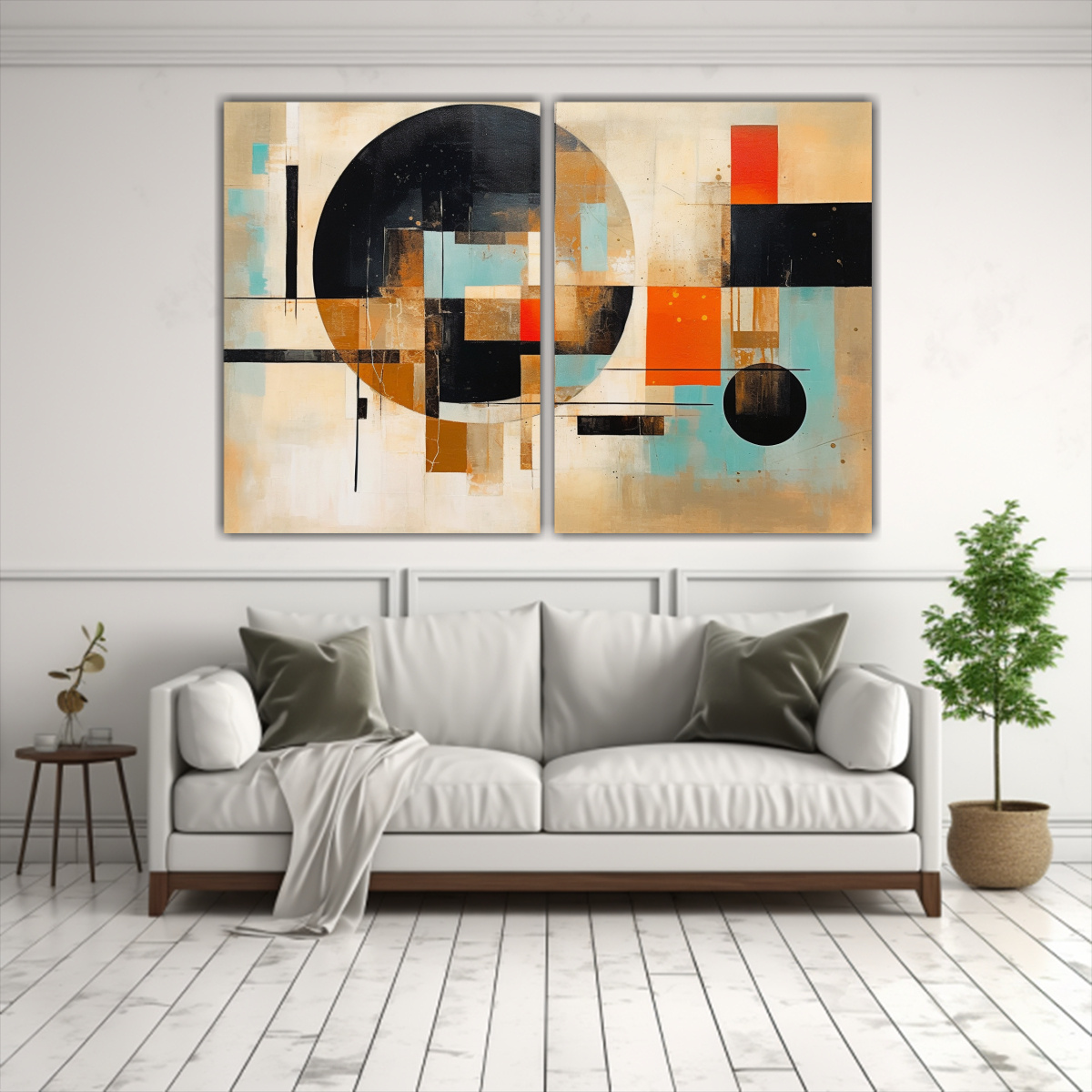 PINTURA ACRÍLICA FORMAS WABI SABI NARANJA ORO 60X40 CM - 2