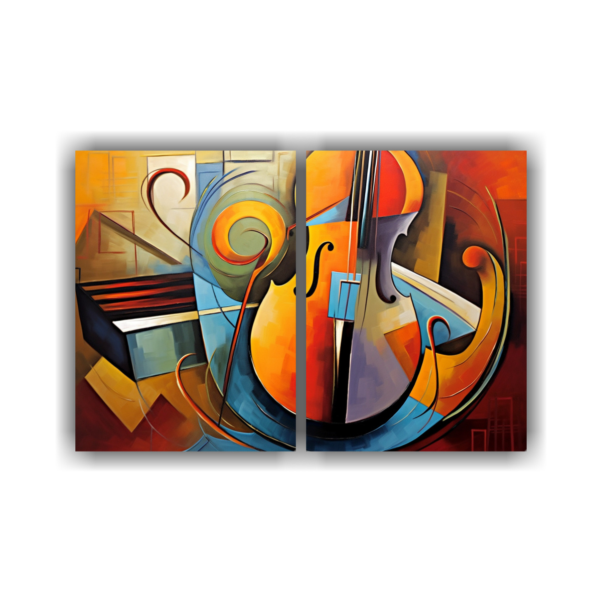 PINTURA MODERNA COMPOSICIÓN EXCLUSIVA MÚSICA EN 60X45 CM - 1