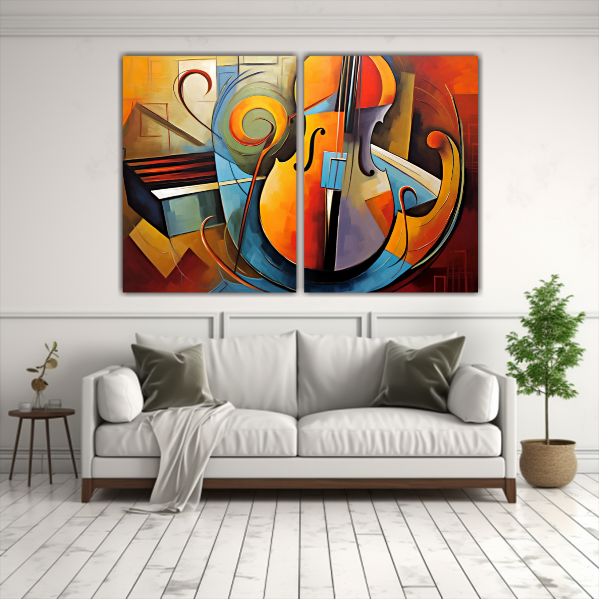 PINTURA MODERNA COMPOSICIÓN EXCLUSIVA MÚSICA EN 60X45 CM - 2