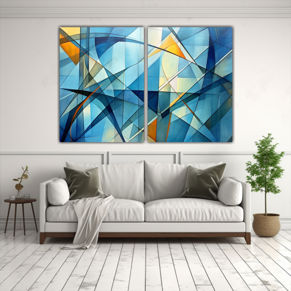 CUADROS LIENZO LÍNEAS AZULES ABSTRACTO MODERNO 160X120 CM - 2