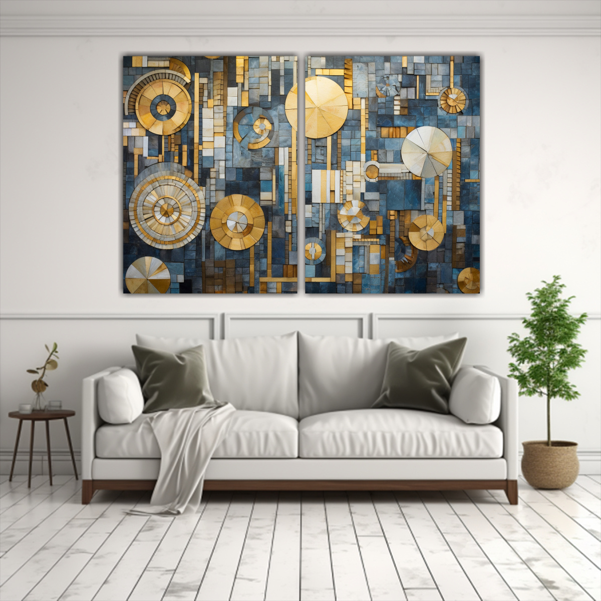 CUADROS ABSTRACTOS VINTAGE EN BASTIDOR: ARTE DECO 100X75 CM - 2