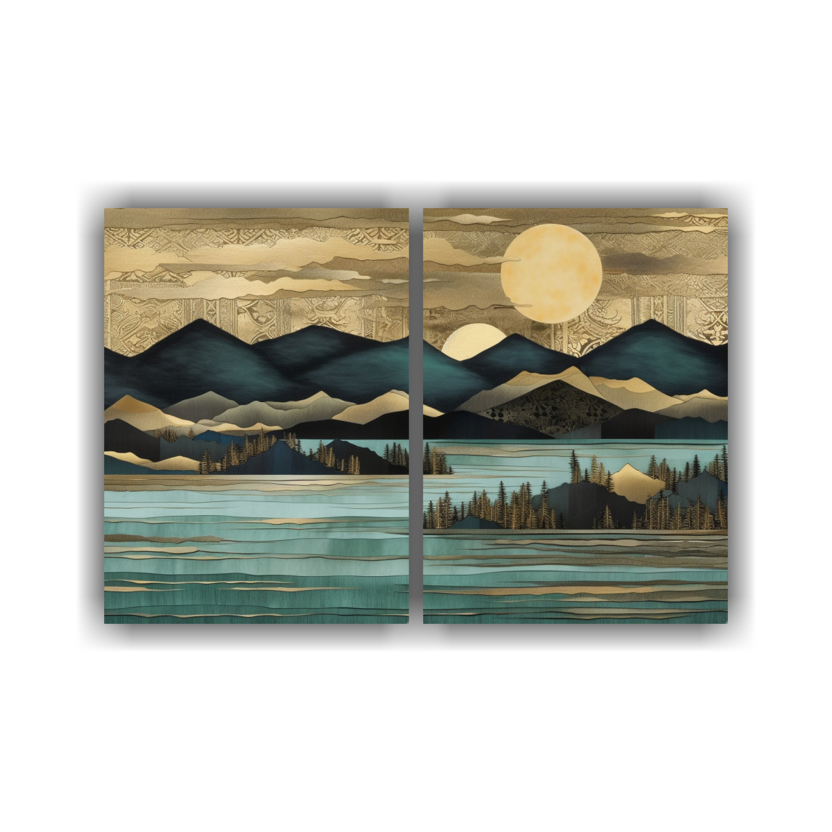 TAPIZ MINIMALISTA DE MONTAÑAS Y LUNA EN ESTILO 100X65 CM - 1