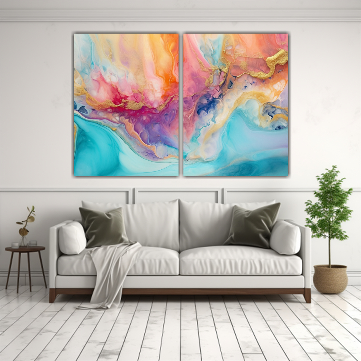 CUADROS ABSTRACTOS CON CORRIENTES CÁLIDAS Y 40X30 CM - 2