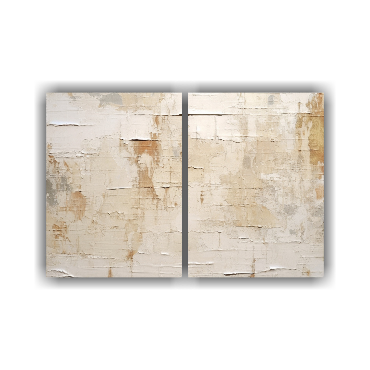 CUADROS DECORATIVOS CON RAYAS EN CREMA Y BEIGE 120X80 CM - 1
