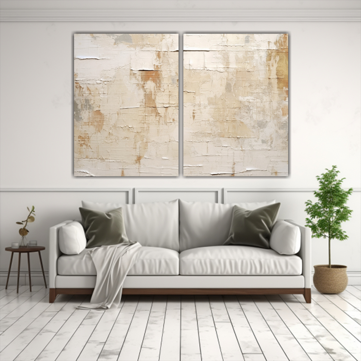 CUADROS DECORATIVOS CON RAYAS EN CREMA Y BEIGE 120X80 CM - 2