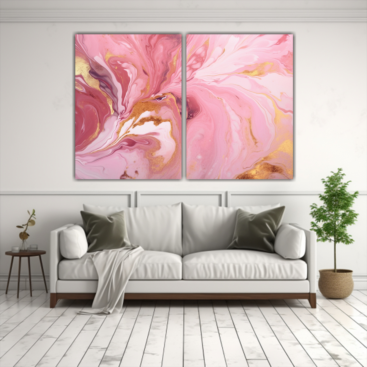 CUADROS ABSTRACTO CALLE ARTE ROSA Y MÁRMOL 80X50 CM - 2