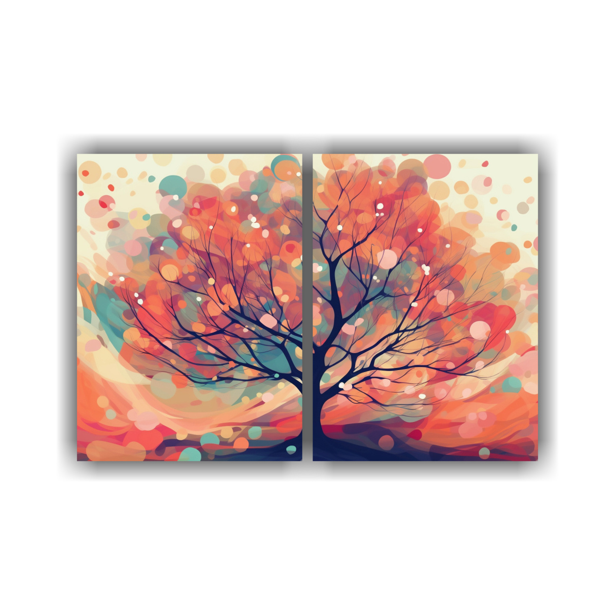 CUADRO ABSTRACTO ÁRBOL NATURAL EN LIENZO. 80X60 CM - 1
