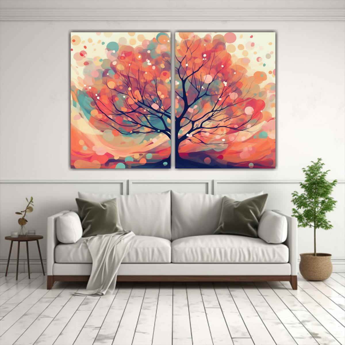 CUADRO ABSTRACTO ÁRBOL NATURAL EN LIENZO. 80X60 CM - 2