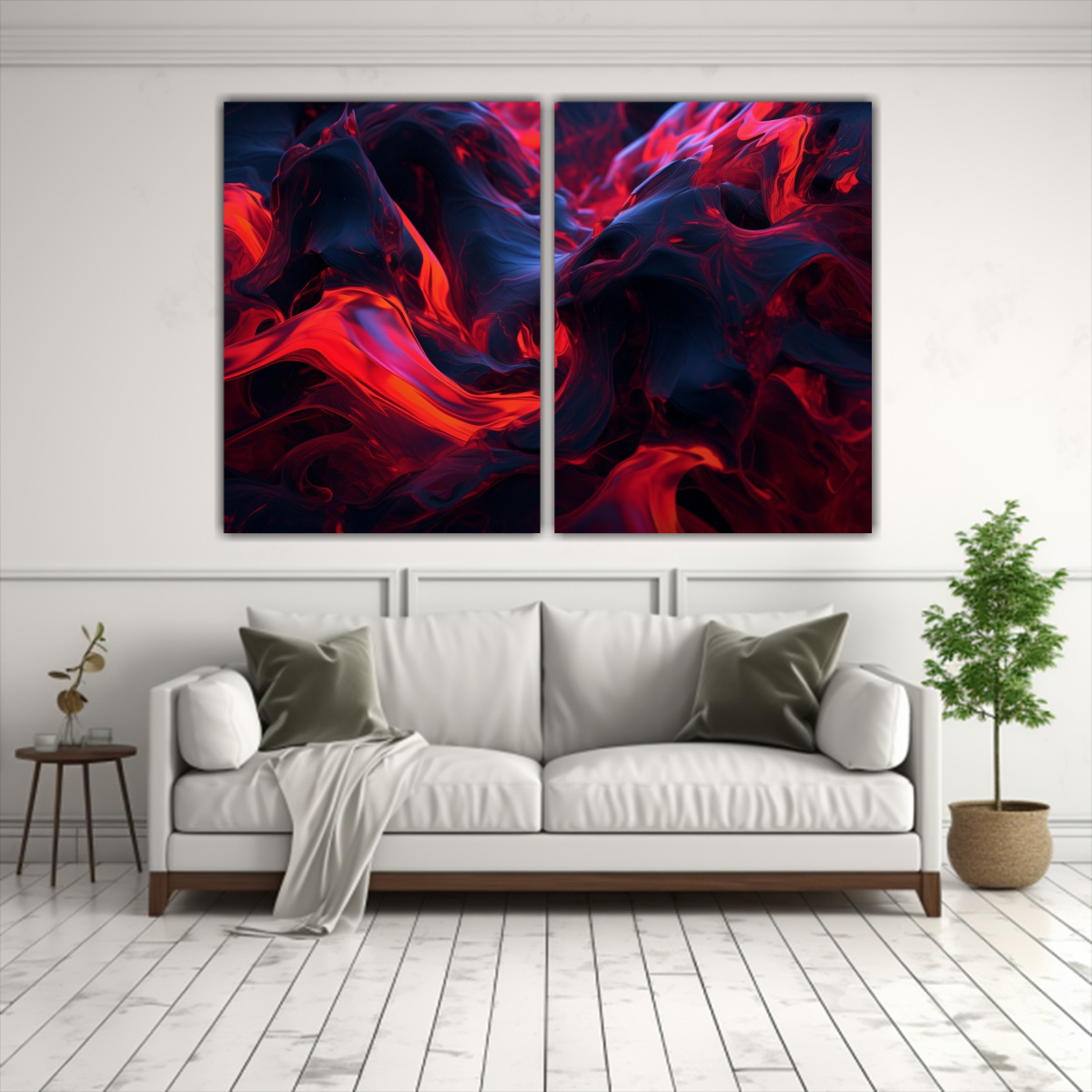 PINTURA DECORATIVA ABSTRACTA EN LIENZO ROJO 60X45 CM - 2