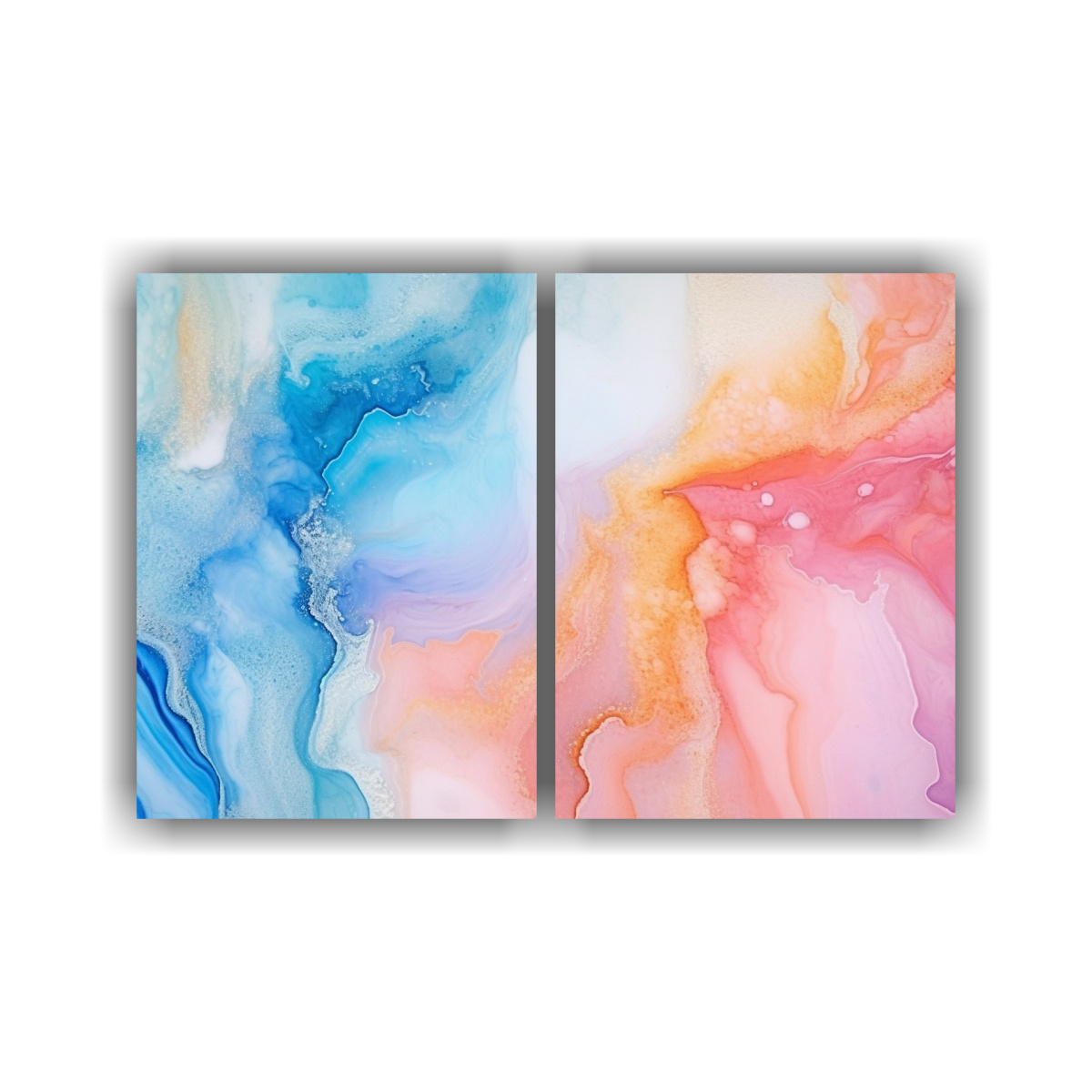 PINTURAS ABSTRACTAS DE MÁRMOL EN TONOS PASTEL EN 80X50 CM - 1