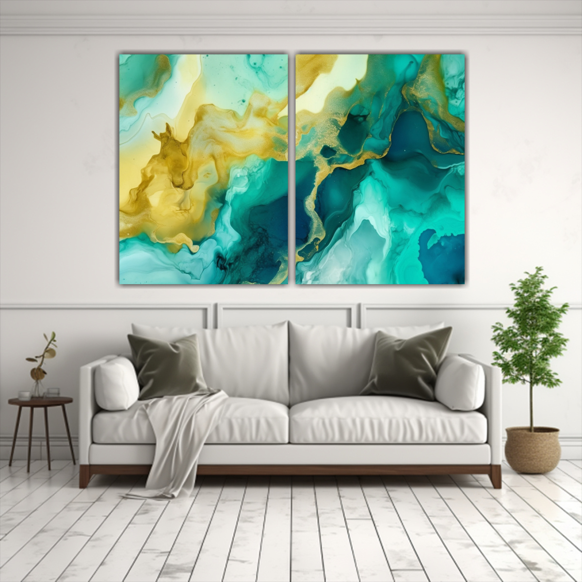 PINTURAS ABSTRACTAS DE TINTA AL ALCOHOL VERDE 120X80 CM - 2