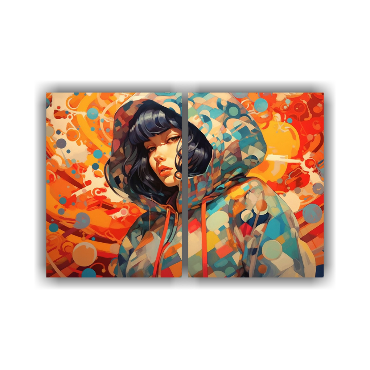 PINTURAS DECORATIVAS DE MUJER JAPONESA HIPHOP 40X30 CM - 1