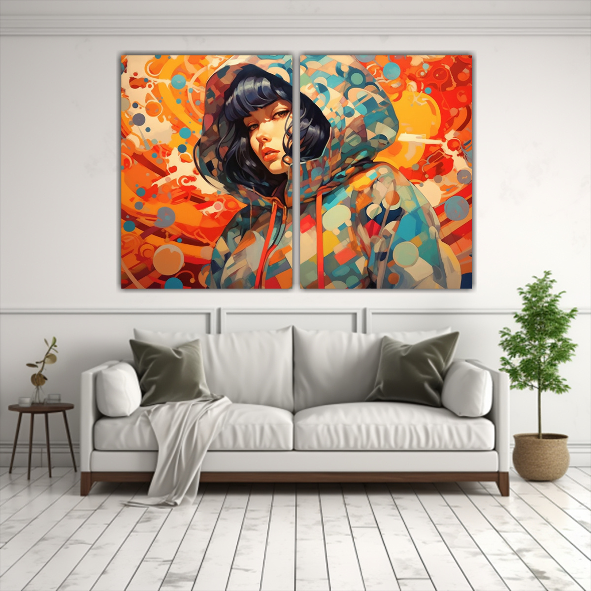 PINTURAS DECORATIVAS DE MUJER JAPONESA HIPHOP 40X30 CM - 2