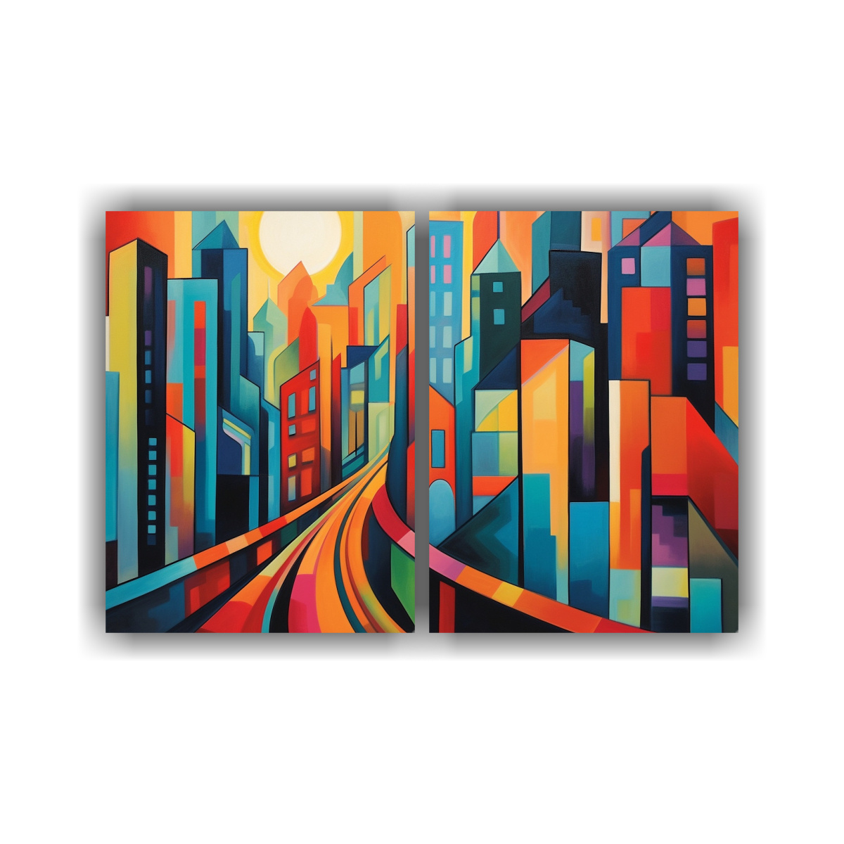 CUADROS MODERNOS: CIUDAD COLORIDA Y AUDAZ CON 80X60 CM - 1