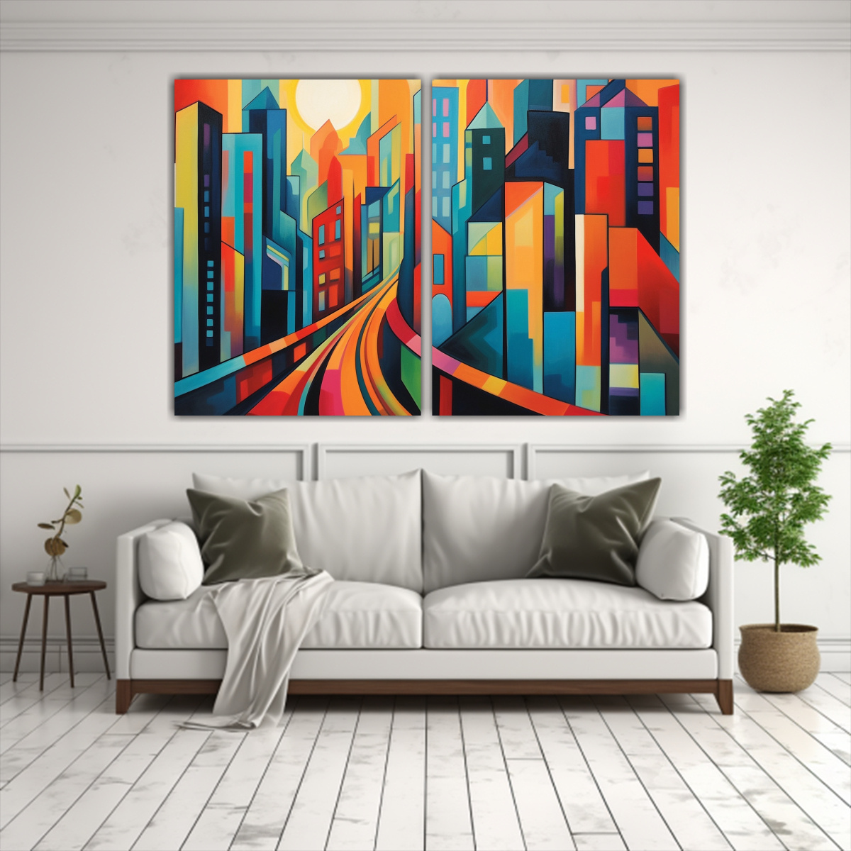 CUADROS MODERNOS: CIUDAD COLORIDA Y AUDAZ CON 80X60 CM - 2