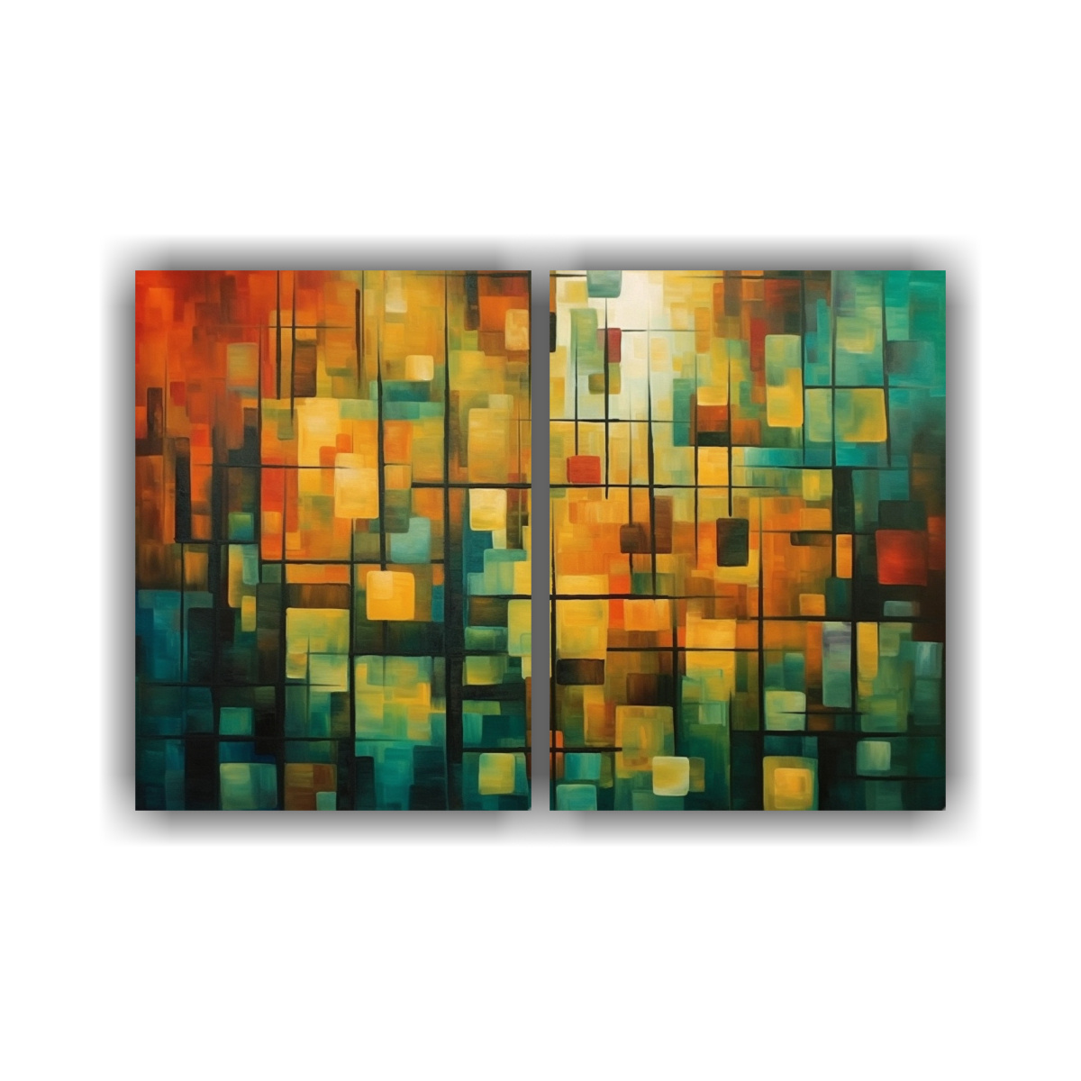 LIENZOS MOVIMIENTO RIQUEZA: CUADRADOS ROJOS, 80X60 CM - 1