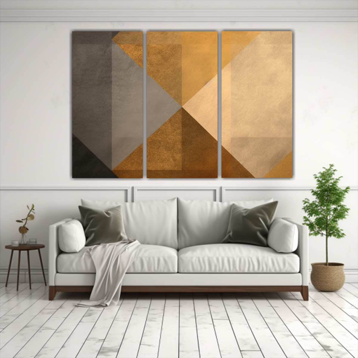 CUADRO GEOMÉTRICA IMPACTANTE EN FONDO DORADO Y 120X80 CM - 2