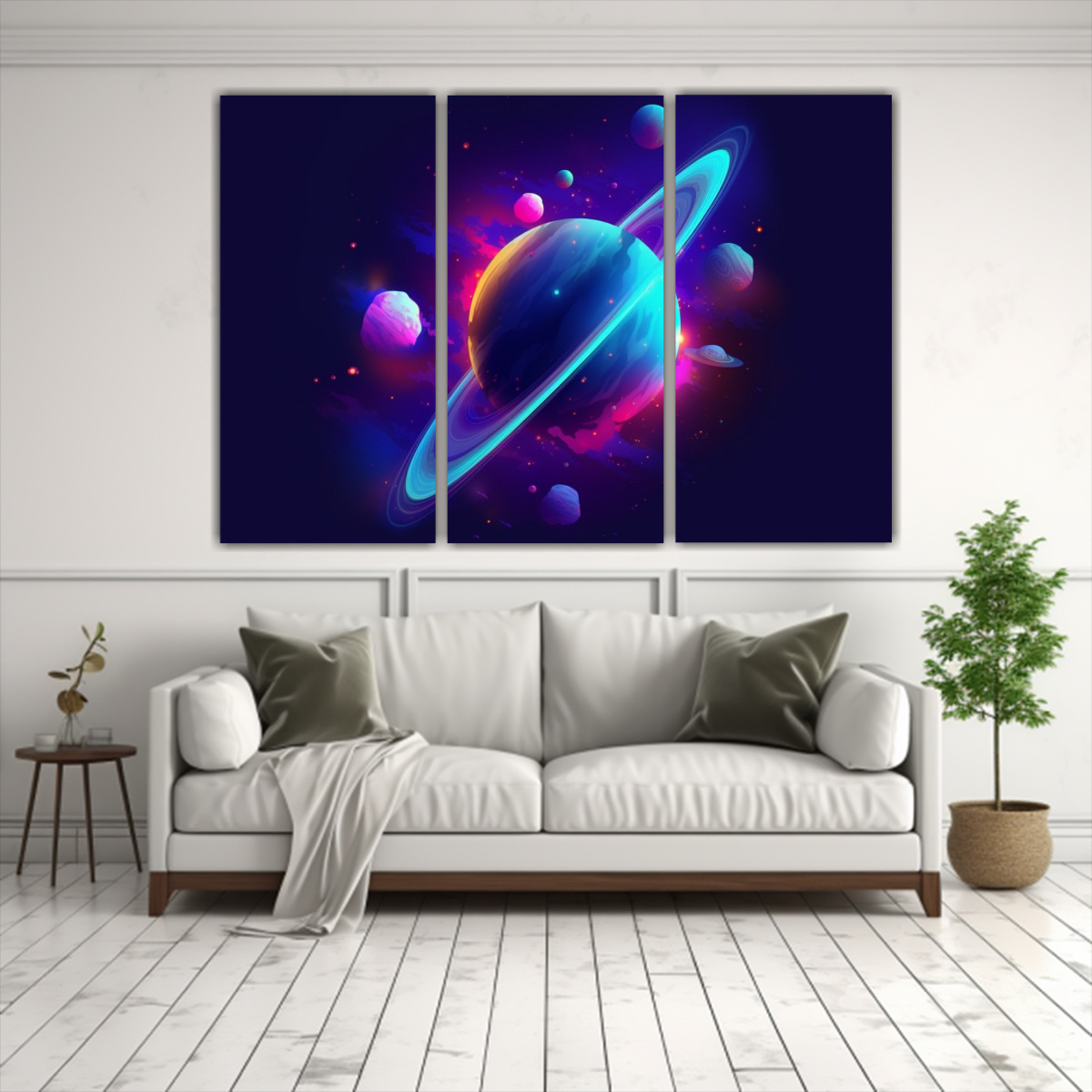 TRÍO LIENZOS DECORATIVOS EN TONOS AZUL Y MORADO 150X100 CM - 2