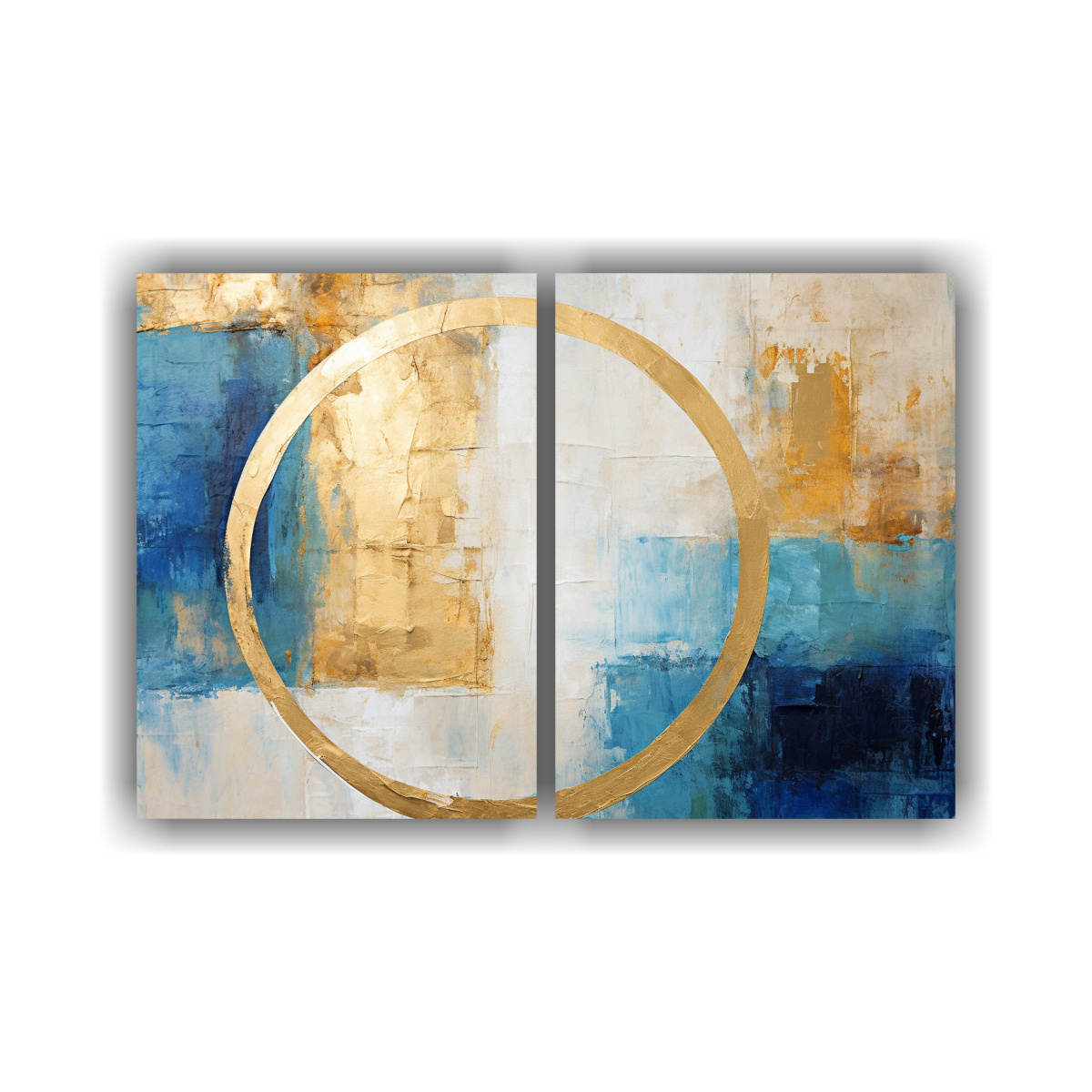 PINTURAS ABSTRACTAS MODERNAS DE CÍRCULOS AZUL Y 40X30 CM - 1