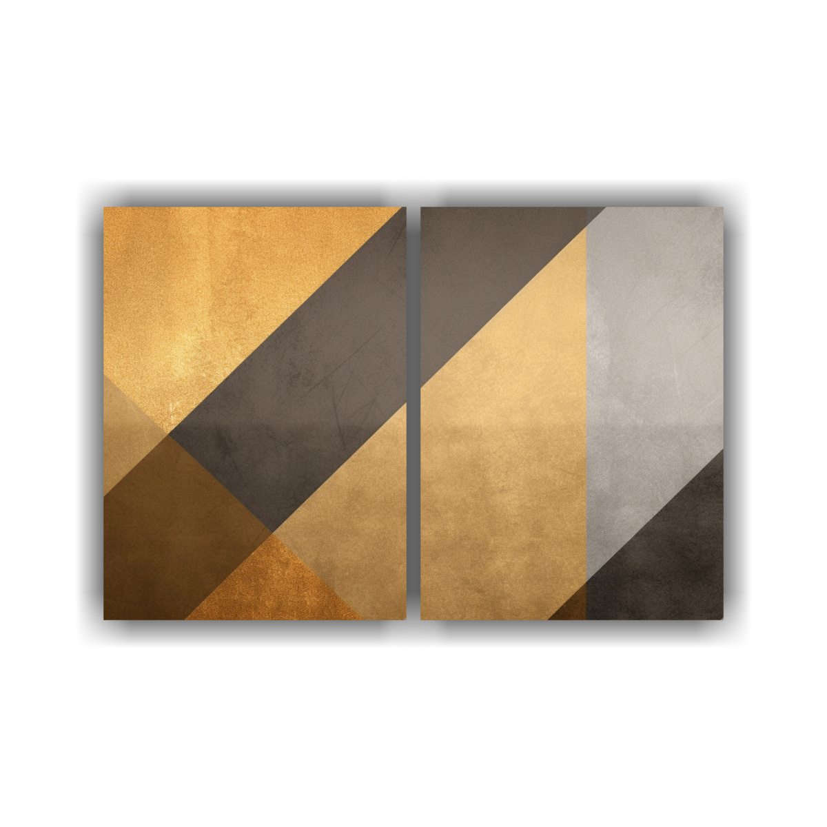 CUADROS GEOMÉTRICOS EN DORADO Y BEIGE. 160X120 CM - 1