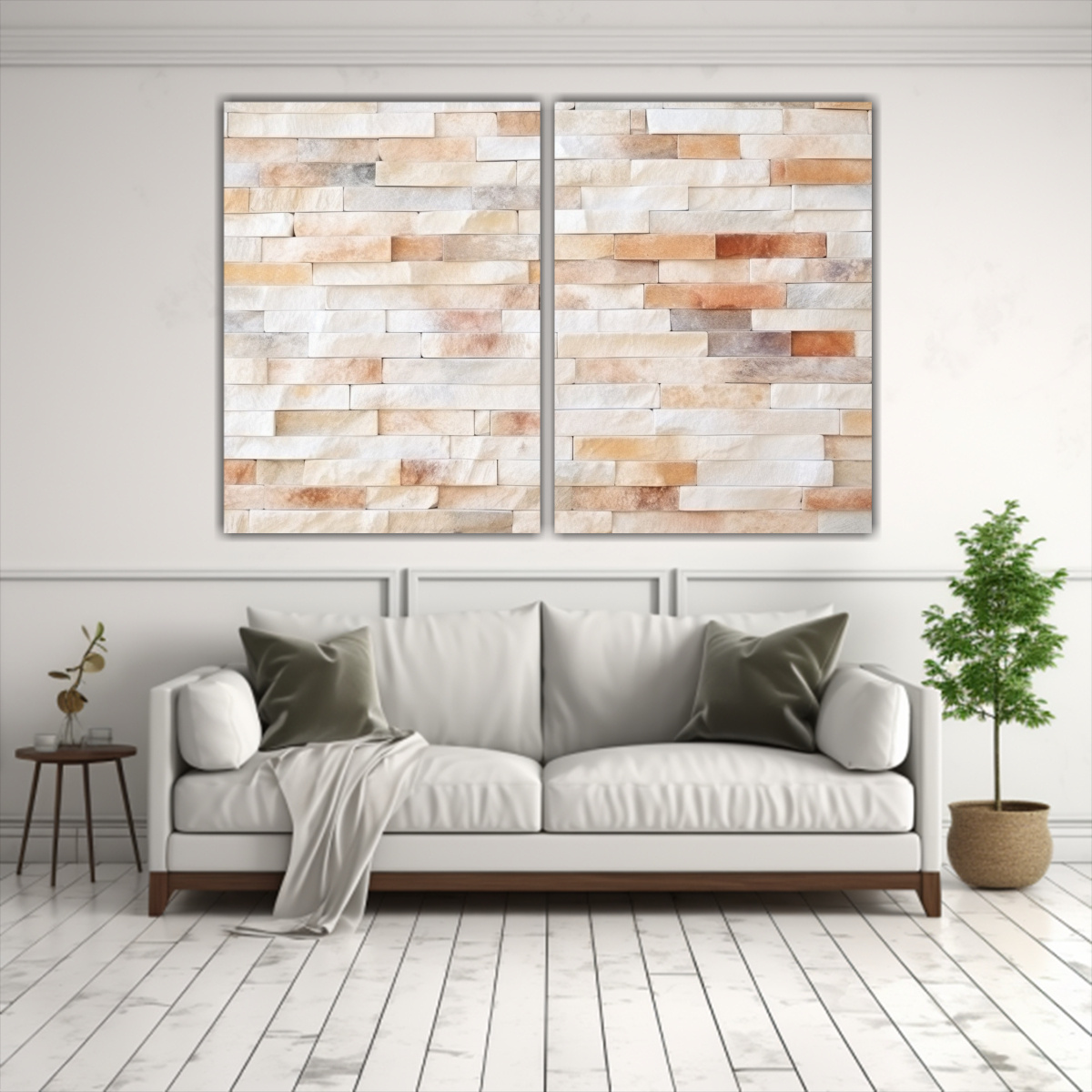 PINTURAS DECORATIVAS EN TEXTURA DE LADRILLO CREMA 60X40 CM - 2