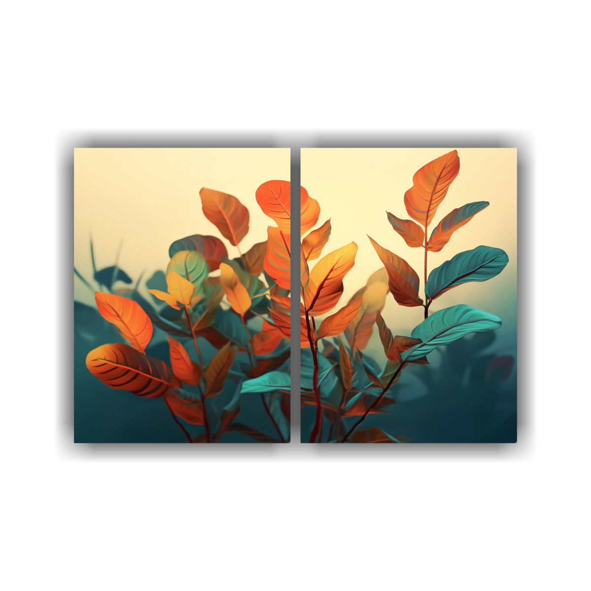 PINTURAS OTOÑALES DE ESCENA VEGETAL EN DOS 120X80 CM - 1