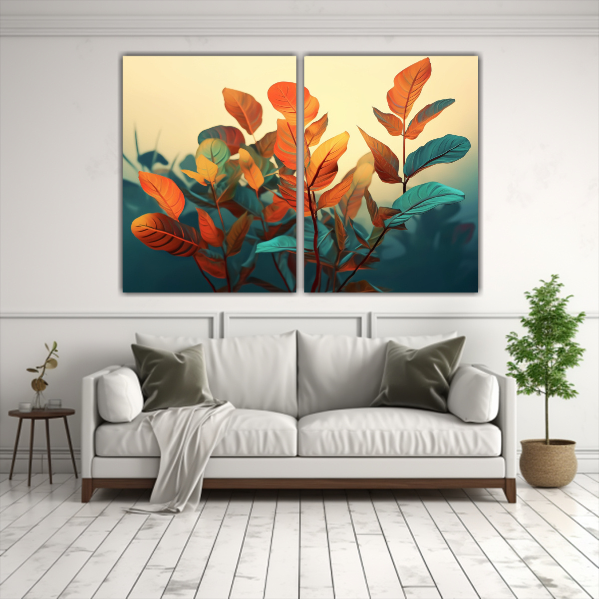 PINTURAS OTOÑALES DE ESCENA VEGETAL EN DOS 120X80 CM - 2