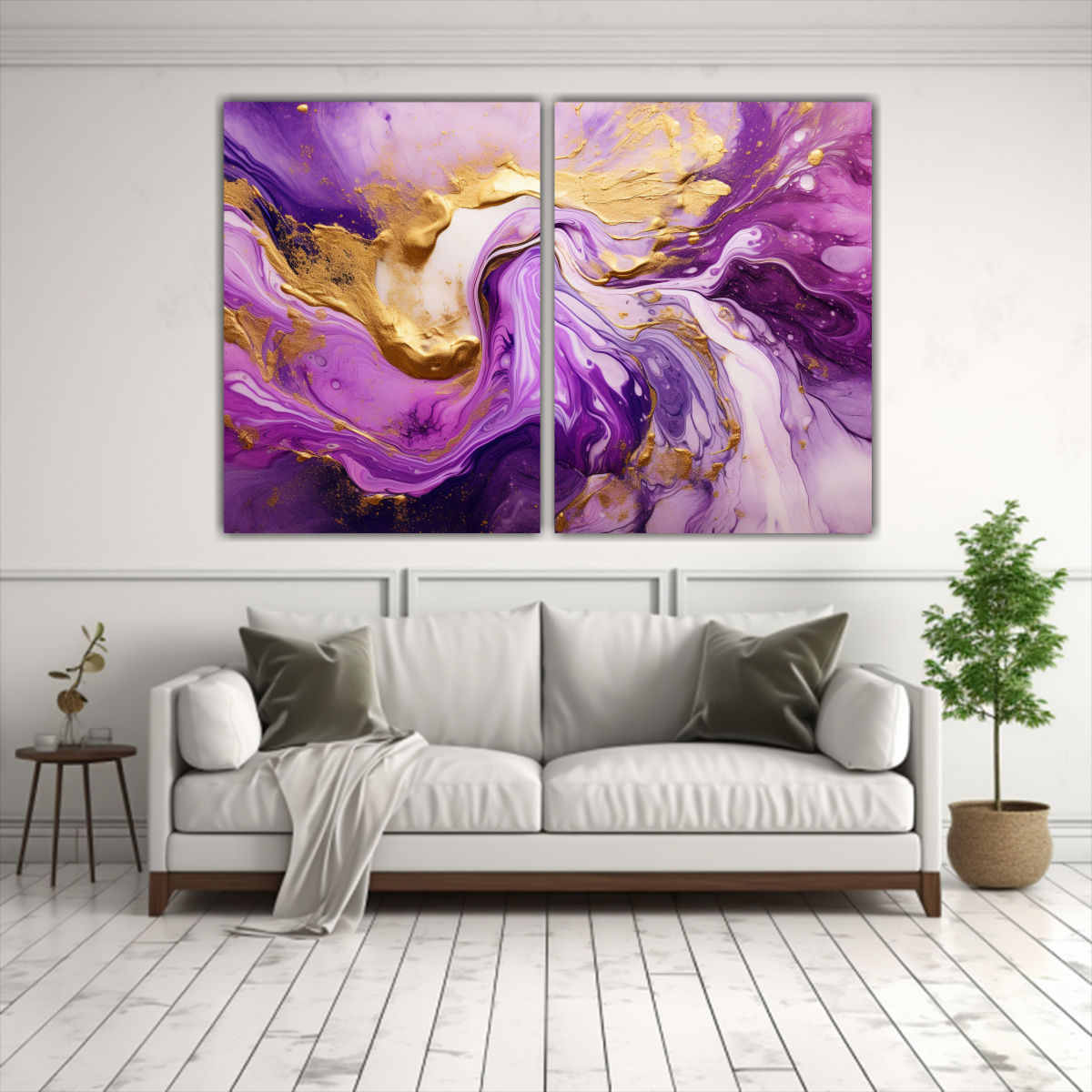FONDO DE PANTALLA FLORAL PÚRPURA Y DORADO ESTILO 80X50 CM - 2