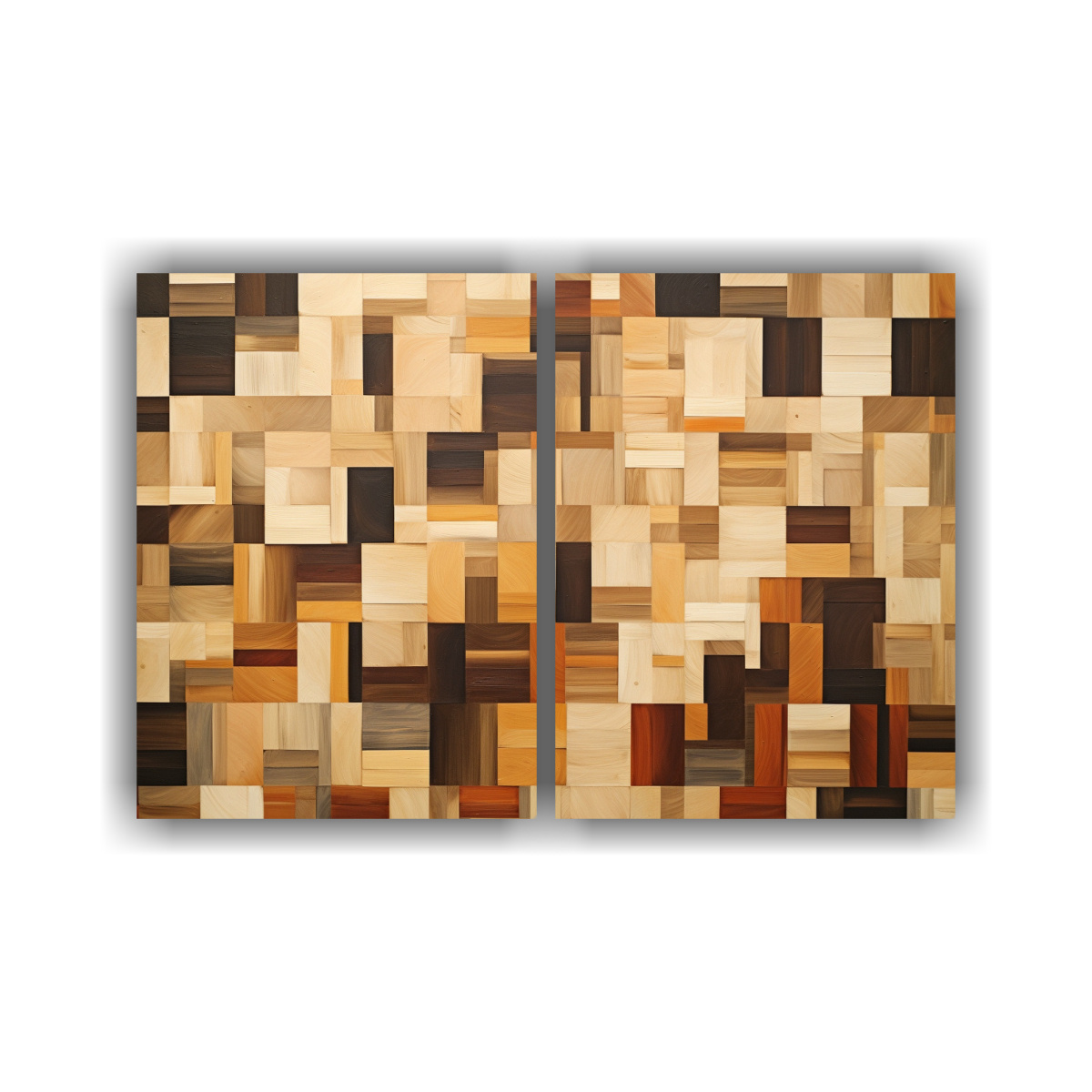 PINTURA ABSTRACTA DE FONDO DE AZULEJO DE MADERA. 60X45 CM - 1