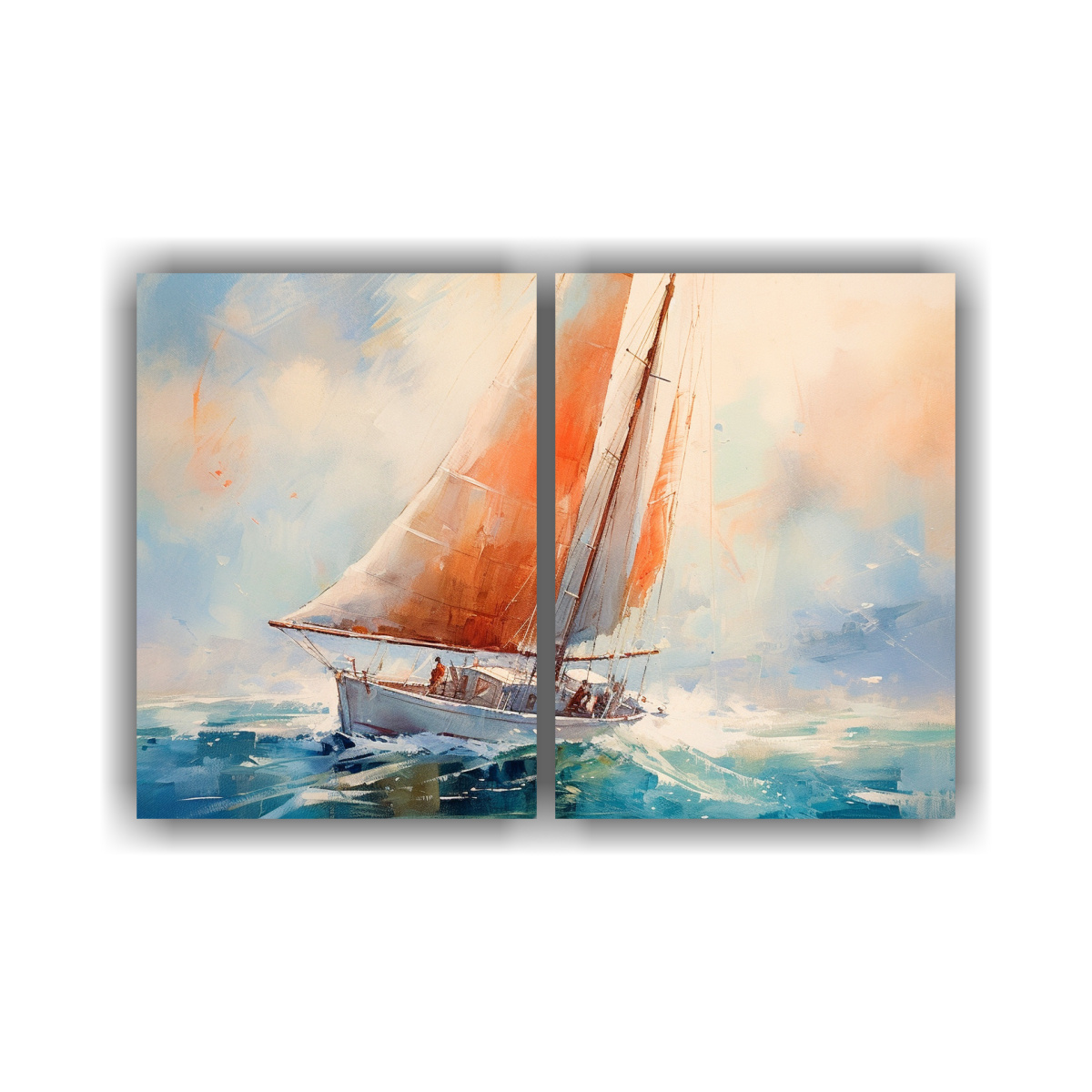 PINTURA DECORATIVA CLÁSICA DE UN BARCO NAVEGANDO 40X30 CM - 1