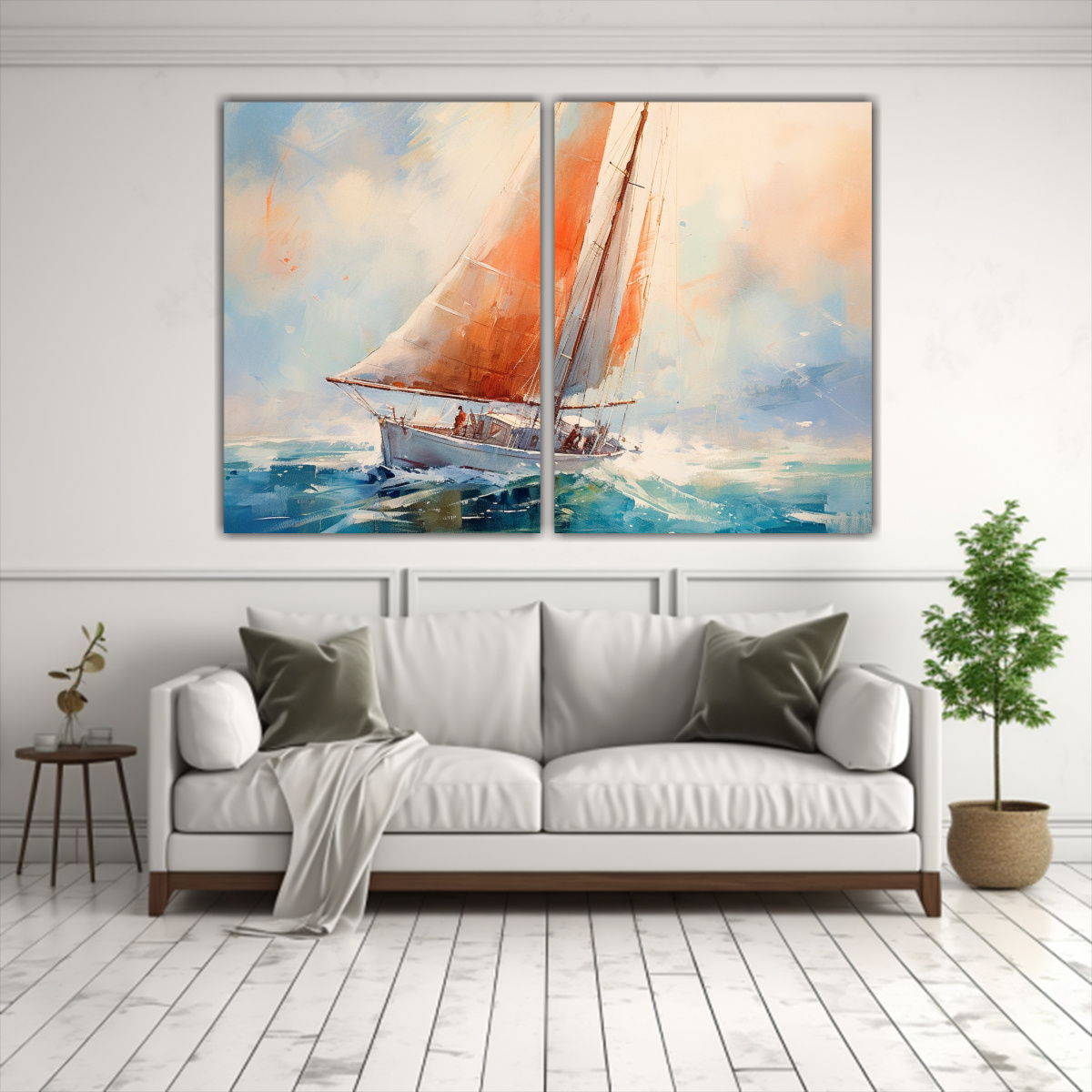 PINTURA DECORATIVA CLÁSICA DE UN BARCO NAVEGANDO 40X30 CM - 2