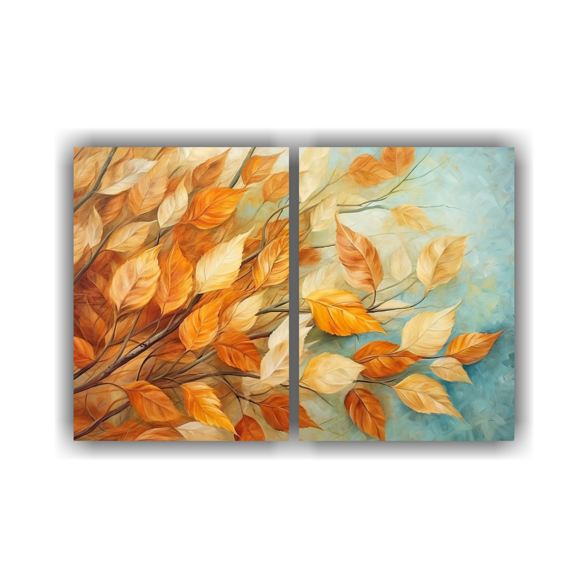 PINTURA DE HOJAS EN PARED: COLORES ALEGRES POR 80X50 CM - 1