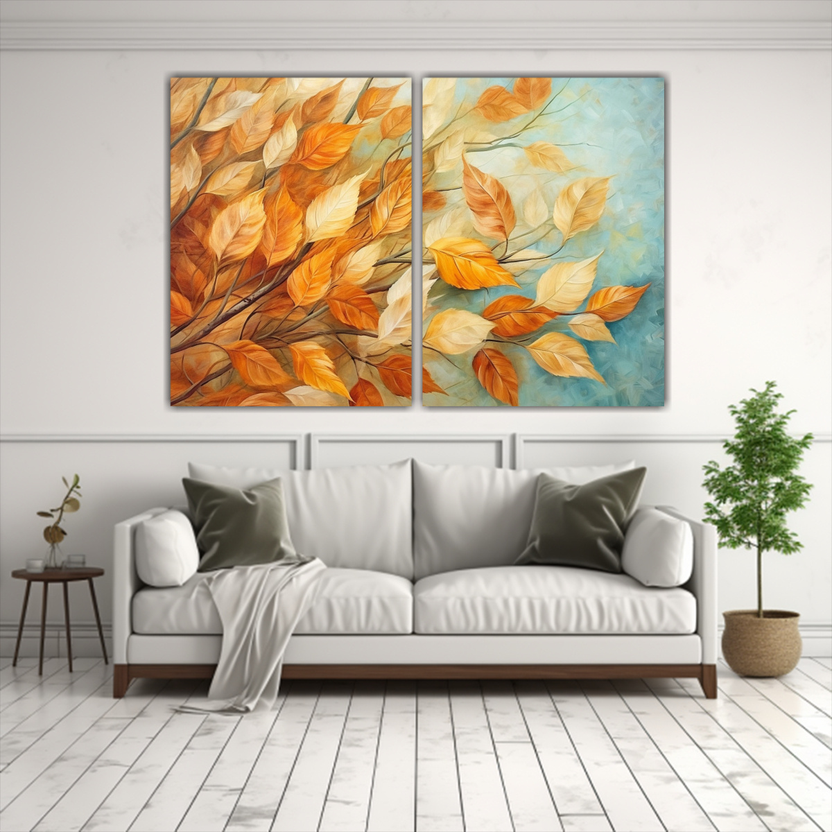PINTURA DE HOJAS EN PARED: COLORES ALEGRES POR 80X50 CM - 2