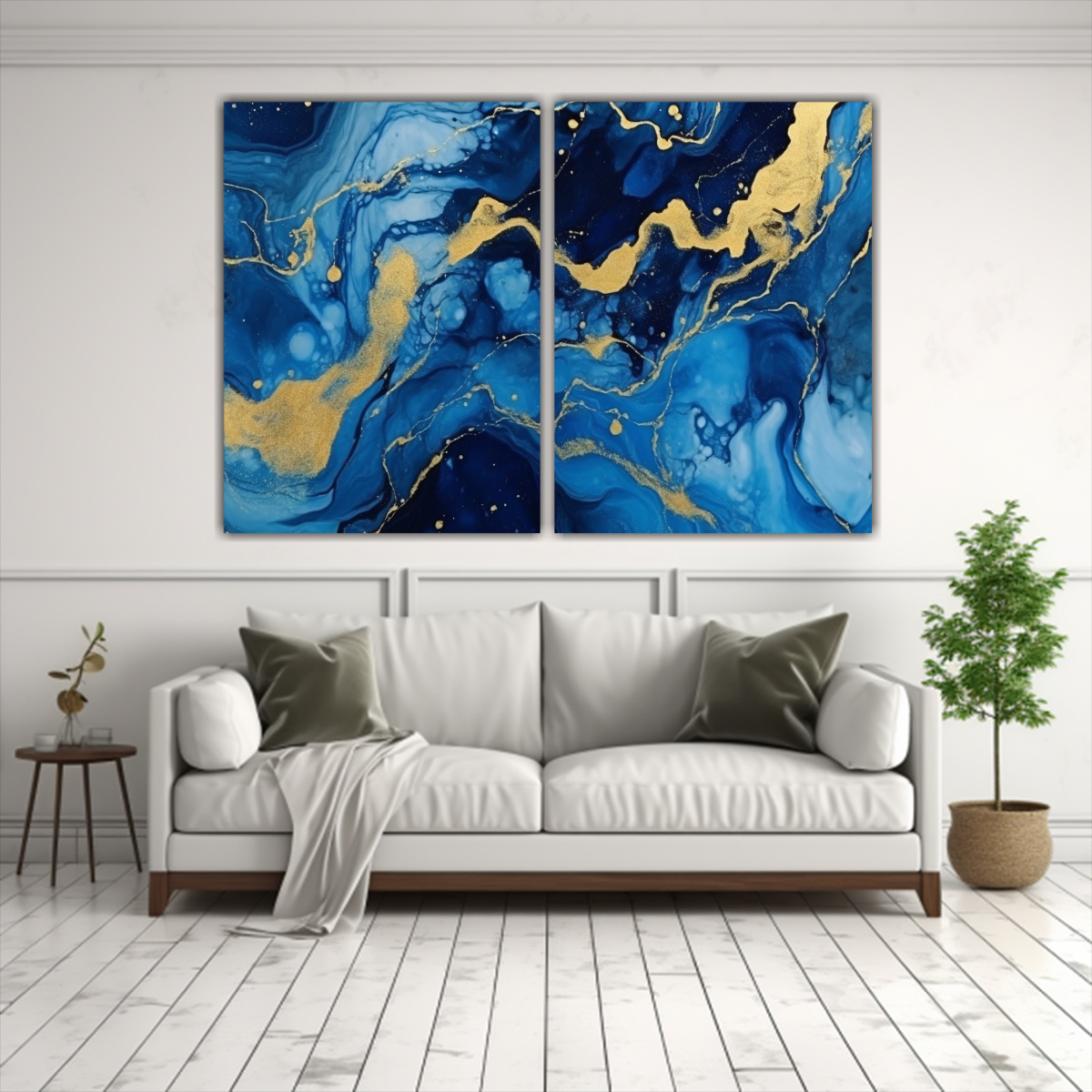 CUADROS DECORATIVOS EN MÁRMOL LÍQUIDO AZUL 60X40 CM - 2