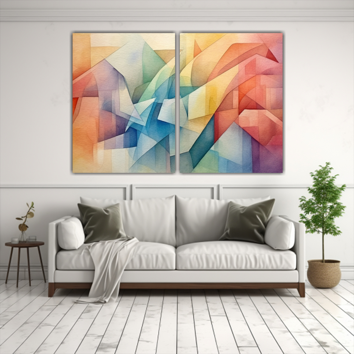 CUADROS MODERNOS POP ART ACUARELA COLORES PASTEL 80X50 CM - 2