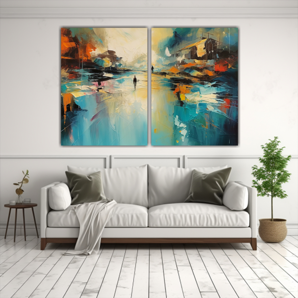 CUADRO ABSTRACTO AYUDANDO EN INUNDACIÓN ESCENA 160X120 CM - 2