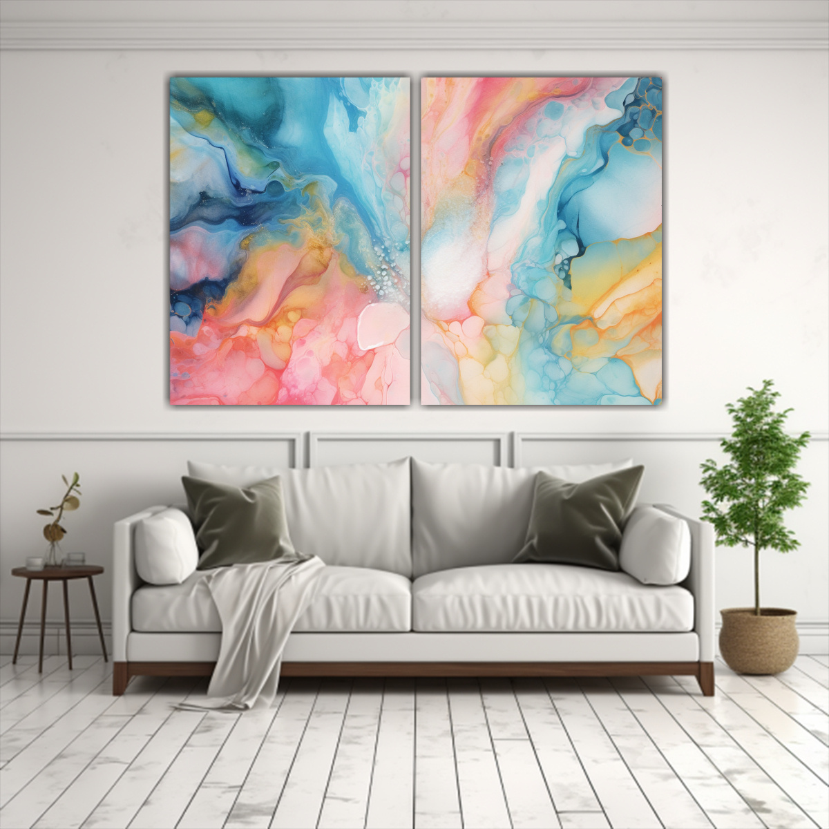 PINTURAS DE DECORACIÓN EN ACUARELA Y TINTA 60X40 CM - 2