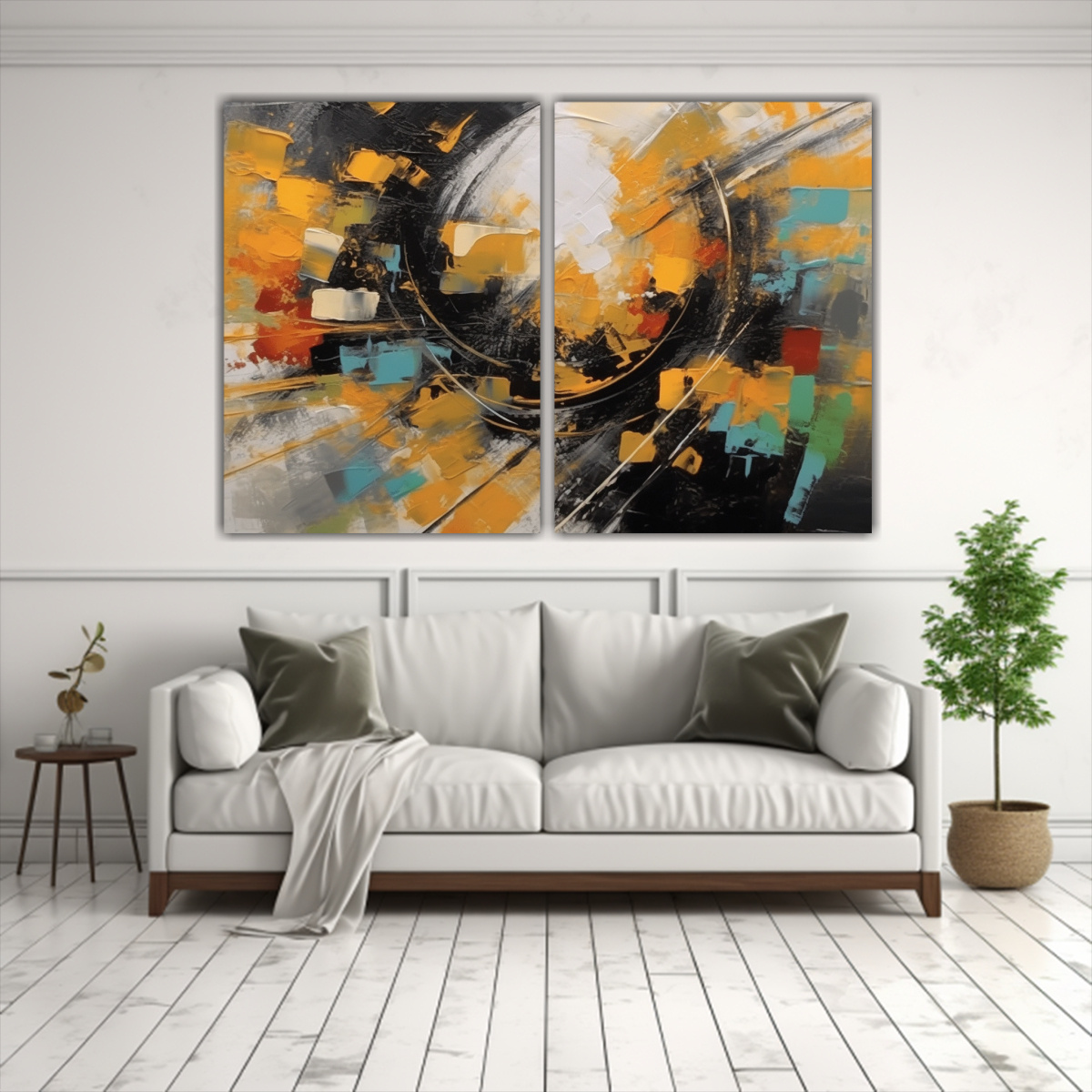 CUADRO DECORATIVO ECONÓMICO CON CUADROES EN 80X50 CM - 2