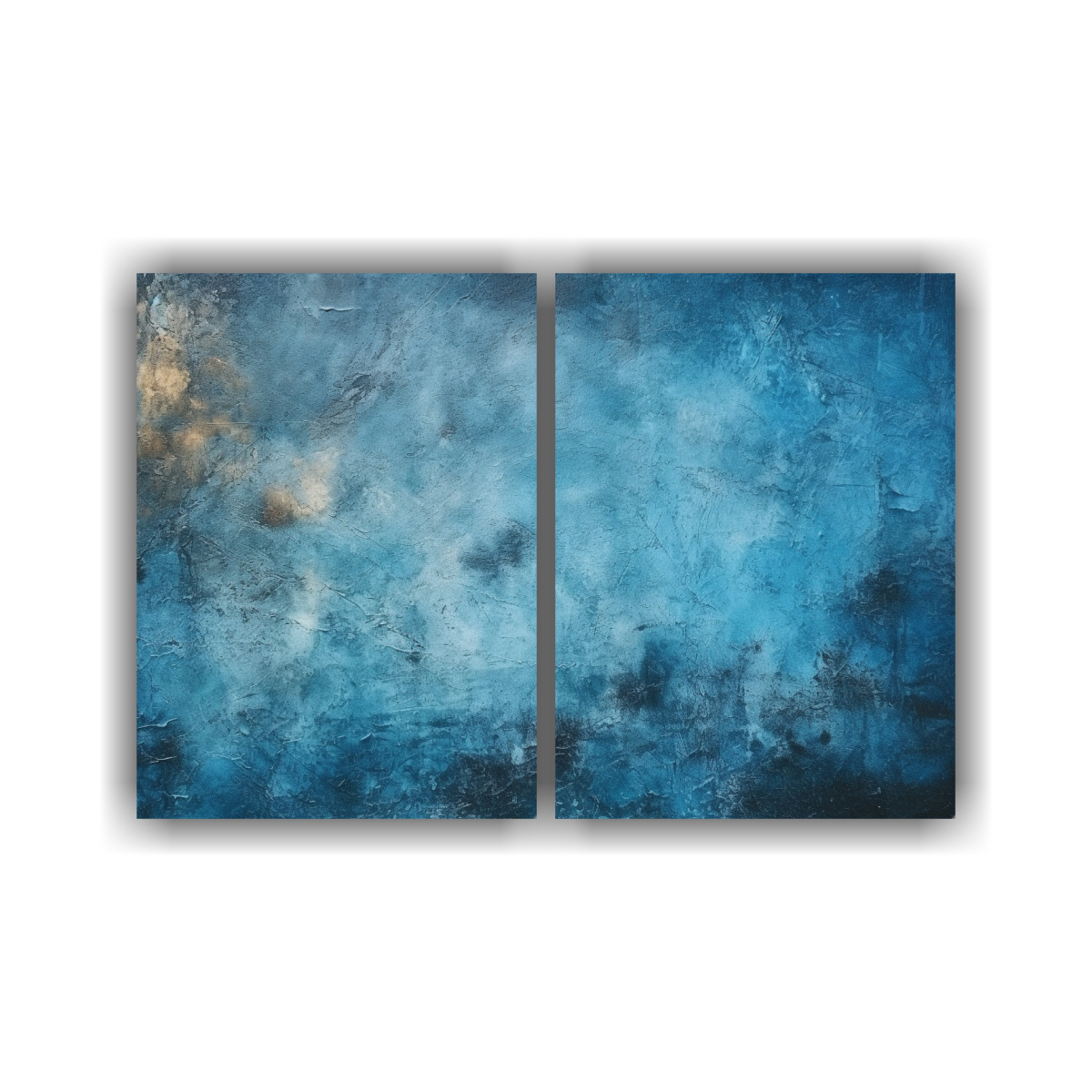 PINTURA AZUL MODERNA CON TEXTURA EN FONDO, DOS 60X45 CM - 1