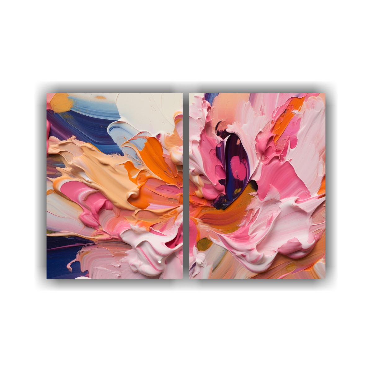 CUADRO FLORAL EN BASTIDOR: BELLEZA DE DOS TELAS 80X50 CM - 1