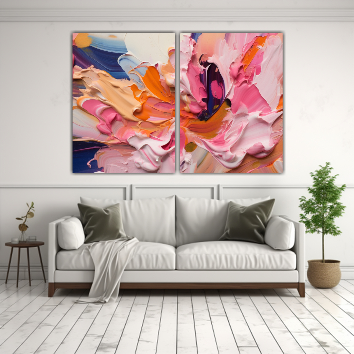 CUADRO FLORAL EN BASTIDOR: BELLEZA DE DOS TELAS 80X50 CM - 2