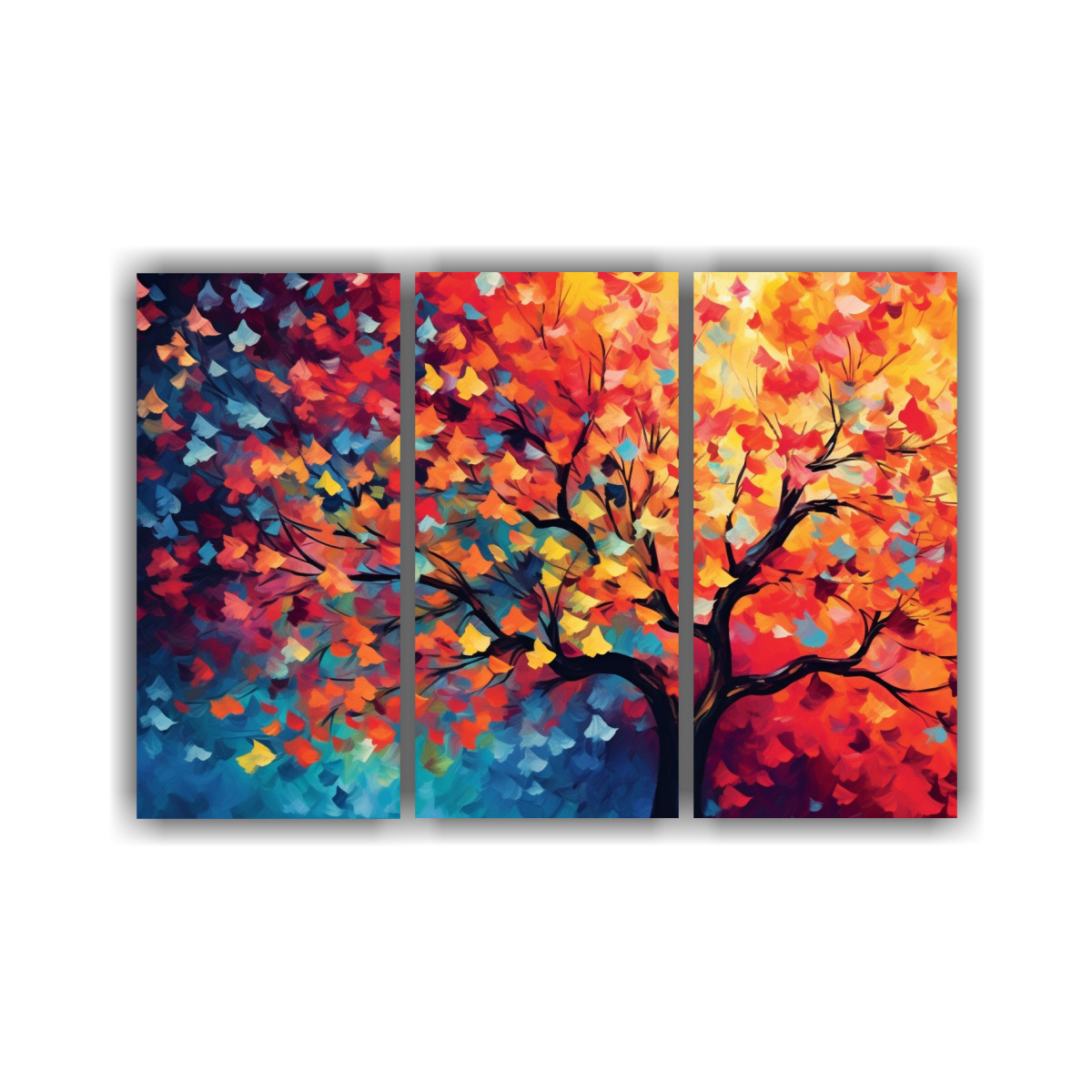 CUADRO PODEROSA DE ÁRBOL COLORIDO CON HOJAS 90X60 CM - 1